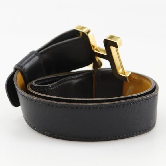 HERMES H belt belt vintage black Calfskin/Plated Gold Women main image 11